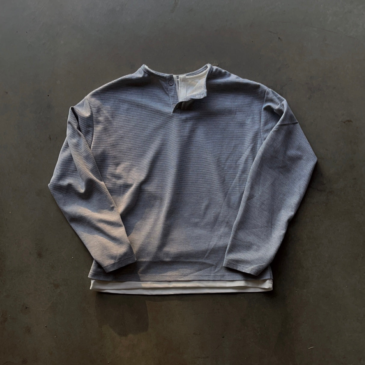 MOCK LAYERED HENLEY THERMAL [HEATHER/WHITE] – NIGHTMARKET