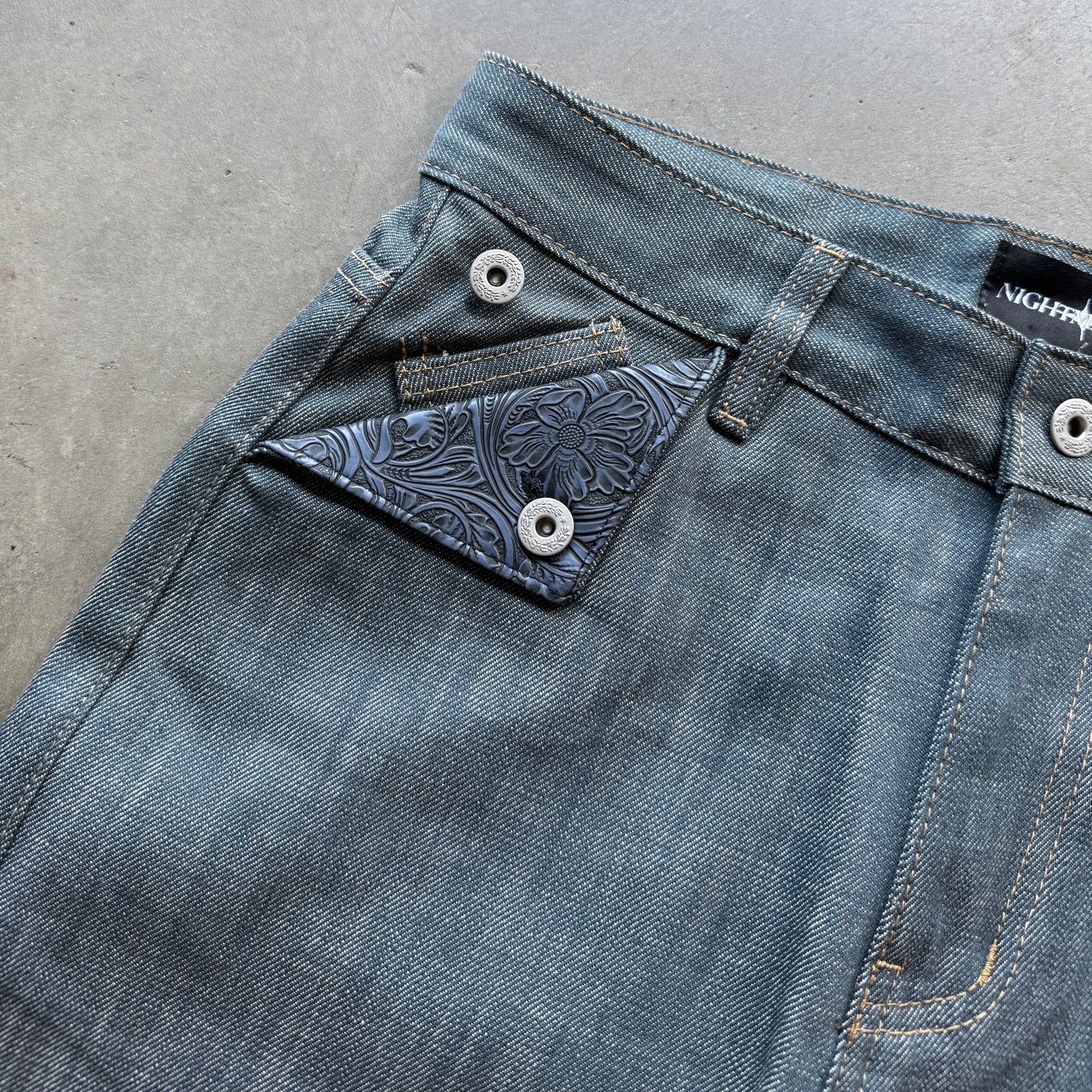 FLEUR MULE POCKET DENIM [AQUA-INDIGO]