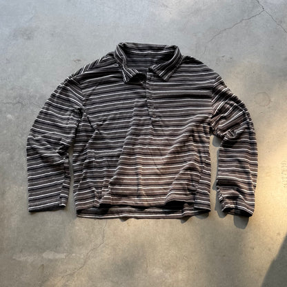 COLLARED ARC HENLEY [STRIPED GRAY]