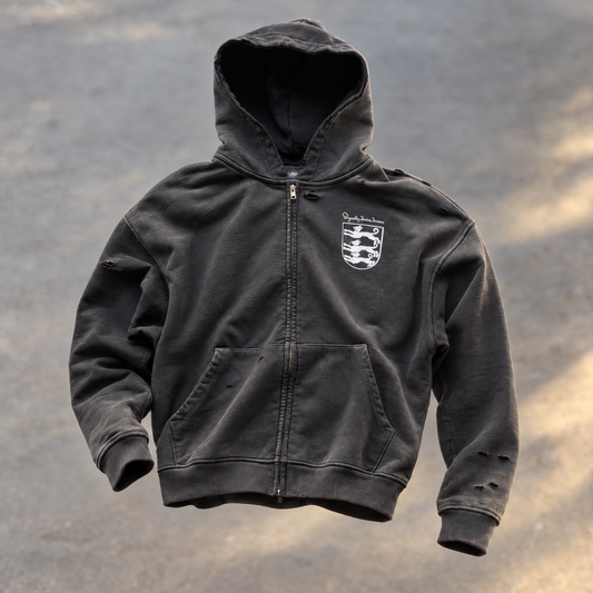 HOUND CREST ZIP UP HOODIE [CHARCOAL]