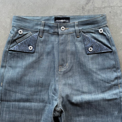 FLEUR MULE POCKET DENIM [AQUA-INDIGO]