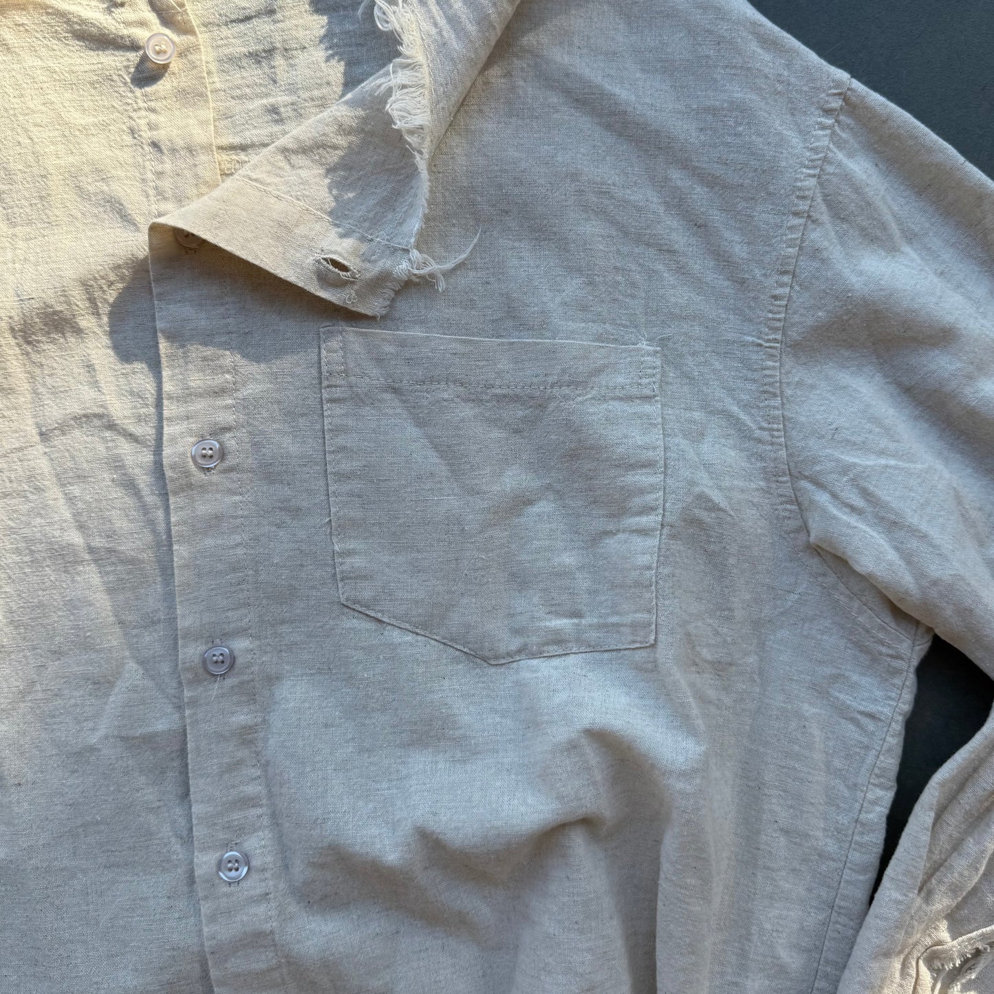 RAW LINEN OVERSHIRT [IVORY]