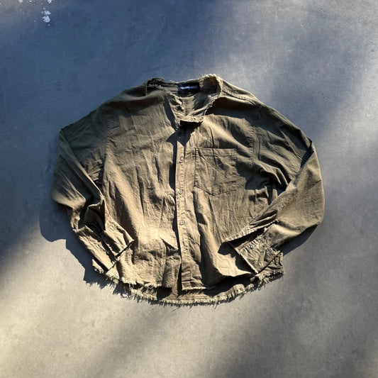 RAW LINEN OVERSHIRT [OLIVE]