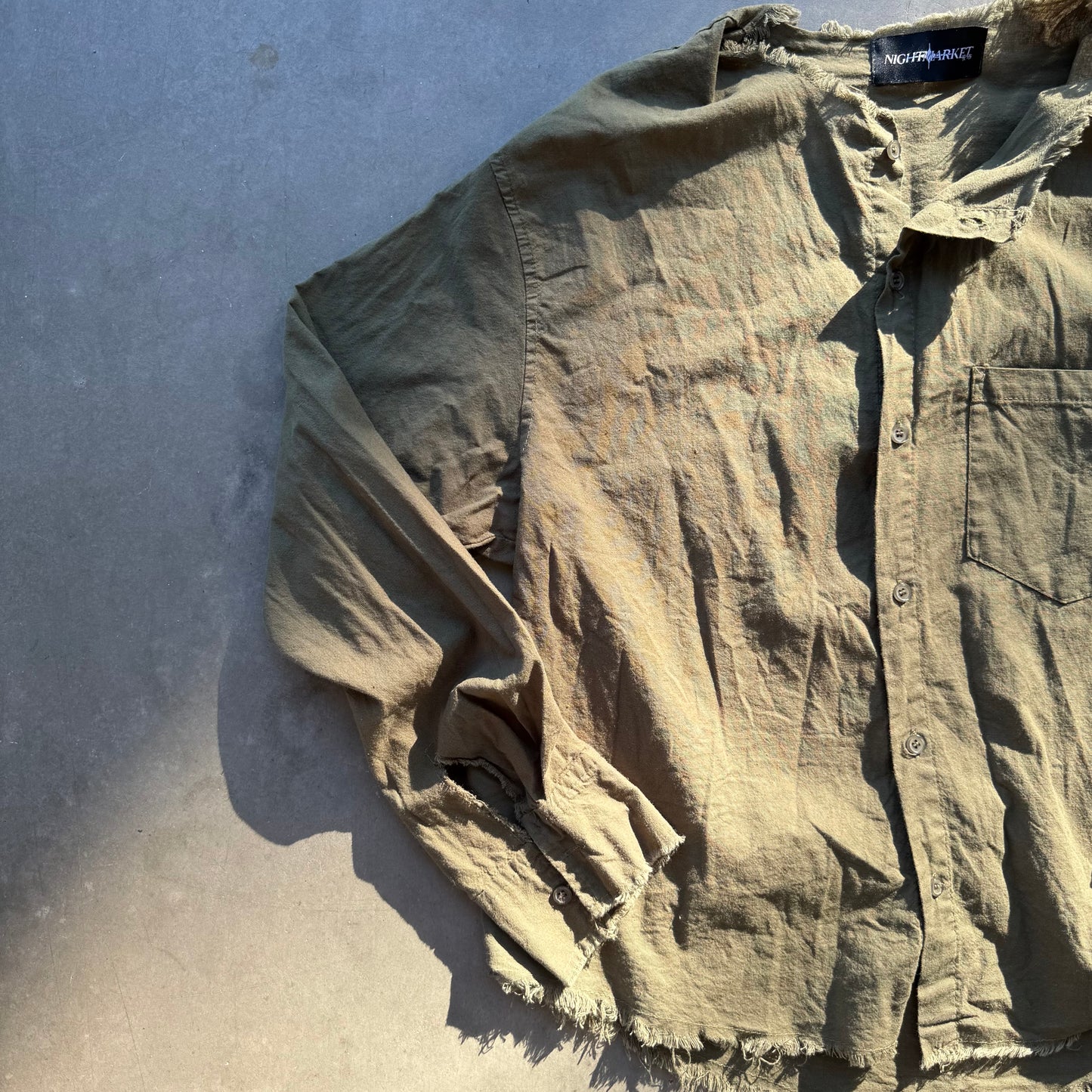 RAW LINEN OVERSHIRT [OLIVE]