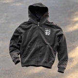 HOUND CREST ZIP UP HOODIE [CHARCOAL]