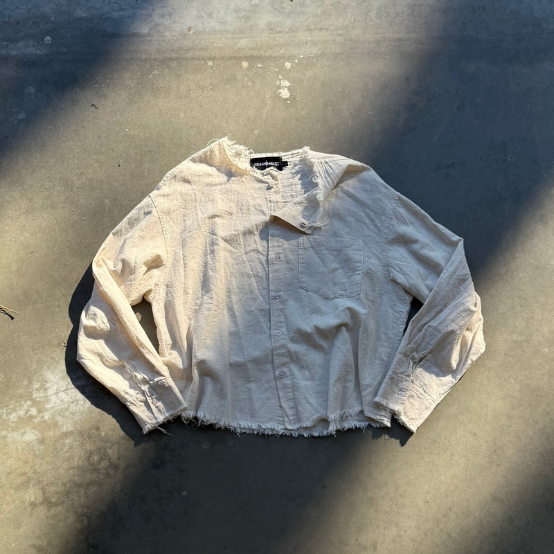 RAW LINEN OVERSHIRT [IVORY]