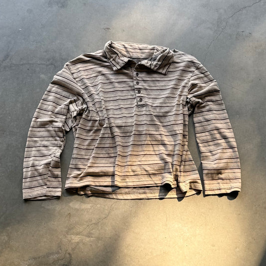 COLLARED ARC HENLEY [STRIPED BEIGE]
