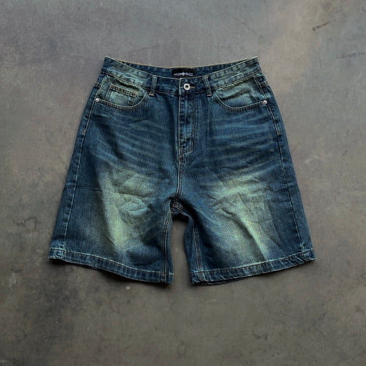 WASHED DENIM SHORTS [MOSS BLUE] (READ DESCRIPTION)