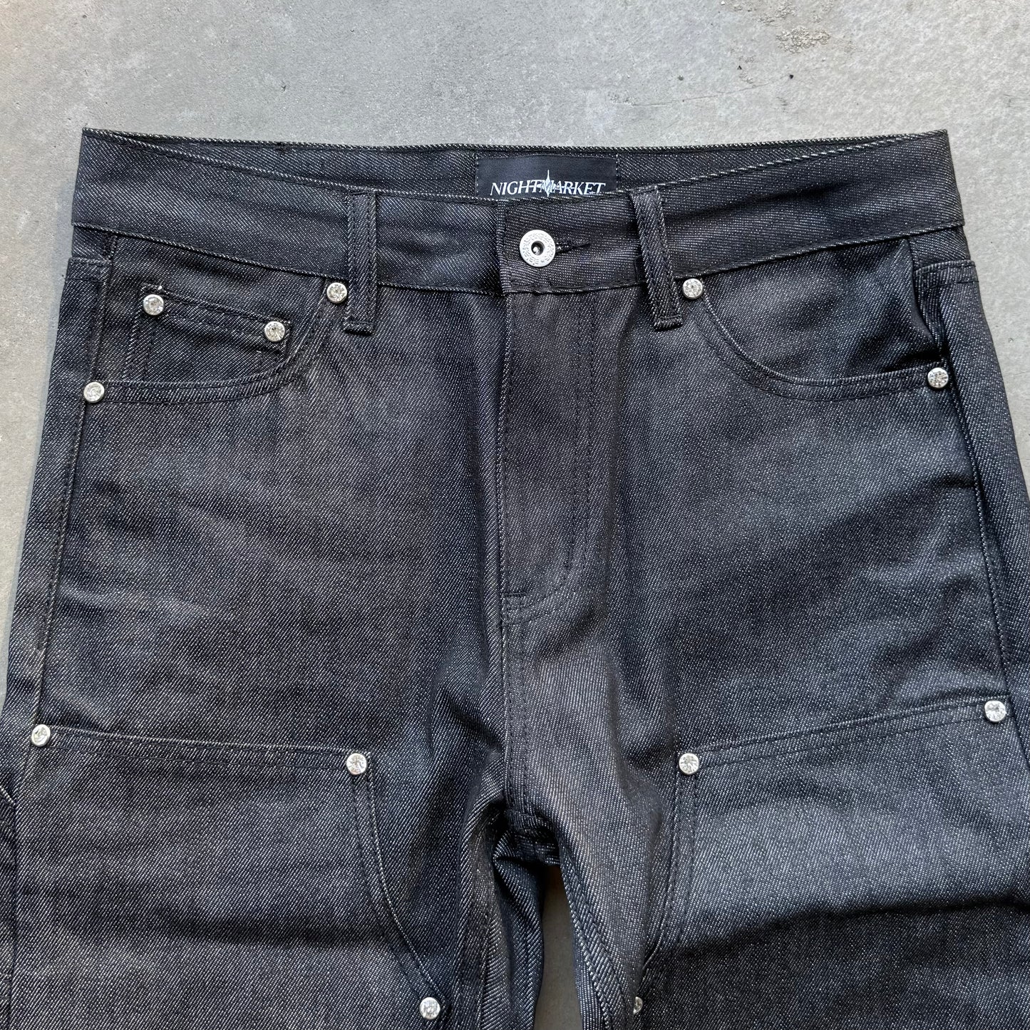 STUDDED BOOTCUT CARPENTER PANTS [UNIFORM BLACK]