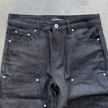 STUDDED BOOTCUT CARPENTER PANTS [UNIFORM BLACK]