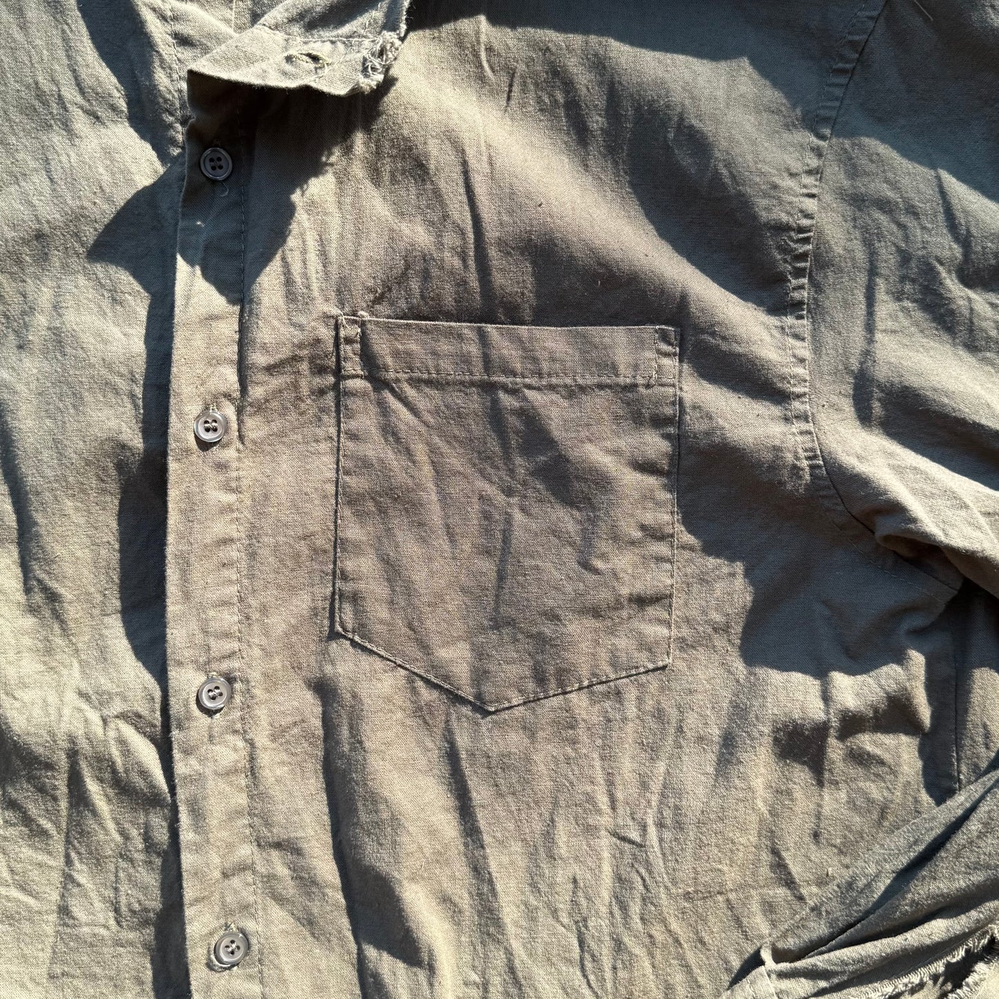 RAW LINEN OVERSHIRT [OLIVE]