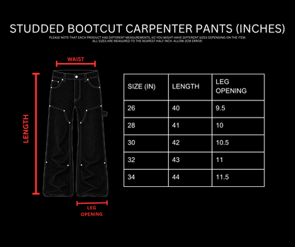 STUDDED BOOTCUT CARPENTER PANTS [UNIFORM BLACK]
