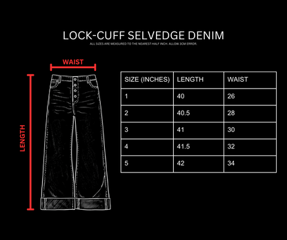 LOCK-CUFF SELVEDGE DENIM [UNIFORM BLACK]