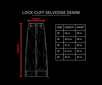 LOCK-CUFF SELVEDGE DENIM [UNIFORM BLACK]